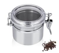 Barattolo Ermetico per di Caffè in grani con Coperchio trasparente, Capacità 100g-150g, Contenitore per Alimenti Multiuso in acciaio inossidabile con robusto fermo di chiusura per Tè Farina