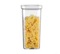 Barattolo ermetico rotante in PET trasparente per noci, snack, cereali, cereali, frutta secca e altri prodotti secchi, contenitore a prova di perdite (2000 ml, bianco)