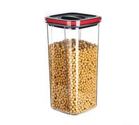 Barattolo ermetico rotante in PET trasparente per noci, snack, cereali, cereali, frutta secca e altri prodotti secchi, contenitore a prova di perdite (2000 ml, nero e rosso)