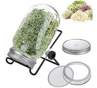 Barattolo Germogliatore In Vetro Set,900 ml Sprouter con Coperchio, Per Germogli | Kit Principianti | Per Crescere Broccoli | Vegano