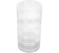 Barattolo impilabile a 5 strati in plastica trasparente per gioielli, perline, artigianato, strumenti di riparazione orologi, viti e piccole parti per uso organizzativo (3,8 x 9,7 cm)
