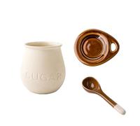 Barattolo in ceramica retrò da 450 ml con coperchio e cucchiaio, grande zuccheriera per piano di lavoro della cucina, perfetto per bar, dispensa per mantenere freschi il cibo secco, finitura opaca