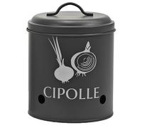 Barattolo in Latta Porta Cipolle grigio Contenitore Salva Freschezza Forato