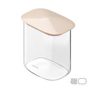 Barattolo in Vetro Borosilicato Rettangolare-M FRESH&STYLE Dimensioni 14x9x h 14cm 1000 ml con coperchio salva freschezza e guarnizione Tappo Argilla Chiaro avorio