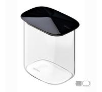 Barattolo in Vetro Borosilicato Rettangolare-M FRESH&STYLE Dimensioni 14x9x h 14cm 1000 ml con coperchio salva freschezza e guarnizione Tappo Nero nero