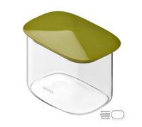 Barattolo in Vetro Borosilicato Rettangolare-S FRESH&STYLE Dimensioni 14x9x h 10 cm 600 ml con coperchio salva freschezza e guarnizione Tappo Verde avocado verde