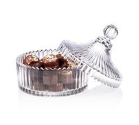 Barattolo in vetro con coperchio, zuccheriera, piccolo piatto decorativo per dolci, cioccolatini, contenitori da portata da tavolo, centrotavola per feste e matrimoni, trasparente (14 cm - 500 ml)