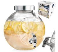 Barattolo in vetro con rubinetto per bevande, limonata, limone, 5,4 l, ORION 143