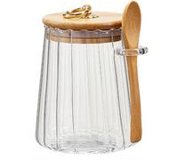 Barattolo in vetro per caffè e frutta secca con contenitore ermetico e coperchio con impugnatura in bambù.