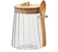 Barattolo in vetro per caffè e frutta secca, contenitore ermetico a forma di petalo con coperchio in bambù e manico in metallo, facile da im