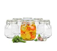 Barattolo in vetro per conserve, 1000 ml, con chiusura a leva, forma quadrata, 2 - 12 pezzi (2 pezzi)
