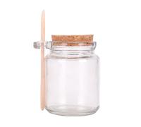 Barattolo in vetro trasparente con tappo in sughero e cucchiaio in legno, riutilizzabile contenitore multiuso per alimenti, per mantenere il cibo asciutto e fresco 250 ml