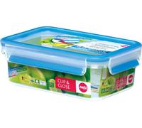 Emsa 508538 rettangolare contenitore di alimento con coperchio, 0.55 litri, trasparente / blu, Clip & Chiudi