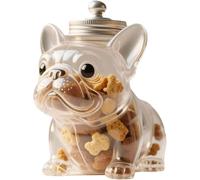 Barattolo per biscotti a forma di bulldog francese, grazioso contenitore ermetico in vetro con coperchio per biscotti, caramelle, cialde di caffè e snack per animali domestici, decorativo da cucina