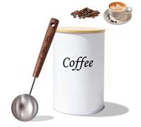 Barattolo per caffè ermetico, 500 ml, per caffè macinato, chicchi di caffè, contenitore con cucchiaio in acciaio inox, contenitore per chicchi di caffè, con coperchio in legno, per caffè, noci, tè