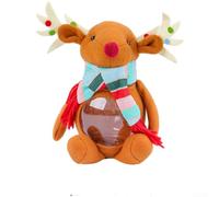 Barattolo per caramelle in plastica trasparente con corna bianche e corna di orso marrone, per organizzare caramelle e aggiungere un tocco festivo stagionale (A)