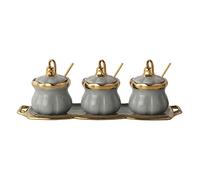 Barattolo per condimenti, Barattolo di spezie in ceramica con coperchio Barattolo di condimento Set di zuccheriere Scatola di immagazzinaggio di spezie Zuccheriera SalieraContenitore Pentole for condi