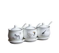 Barattolo per condimenti, Barattolo for condimenti con coperchio Contenitore Sale Zucchero Pepe Scatola for spezie Ciotola con cucchiaio Vassoio Cucina domestica Barattolo di stoccaggio Barattoli for