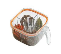 Barattolo per condimenti multi-griglia - Scatola trasparente per spezie 6,7x5,3x3,6 pollici, coperchio sigillato | Contenitore in silicone PET per sale, zucchero, pepe in polvere, condimenti, snack, o