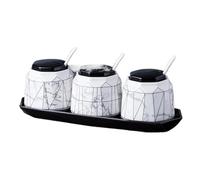 Barattolo per condimenti, Set di pentole Contenitore for spezie con cucchiaio in ceramica con coperchio e vassoio Zuccheriera da 380 ml Pentola for condimenti Pentole for condimenti
