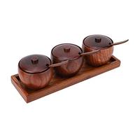 Barattolo per condimenti, set di pentole per spezie in legno retrò Zuccheriera Contenitore per condimenti da cucina con coperchio Utensile da cucina in legno