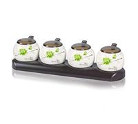 Barattolo per condimenti, Zuccheriera, barattolo di spezie contenitore for zucchero, barattolo di condimento for pentola di sale-3 set di lattine(Brown)