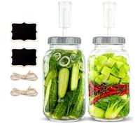 Barattolo per fermentazione, 2 pezzi, 2 l, contenitore Kimchi con chiusura d'aria, contenitore per la fermentazione per kimchi, crauti, kombucha, starter lievitato, vetro kefir con coperchio