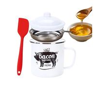 Barattolo Per Grasso Per Pancetta Smaltato Da 1200 Ml - Contenitore Per La Conservazione Del Grassoo Da Cucina, Raccoglitore Di Grasso Per Olio Per Frittura, Raschietto E Coperchio Con Filtro Per Olio