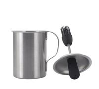 Barattolo per imbiancatura e pennello - Pòt per salsa barbecue | Set di pennelli da bàdigeoner, 500 ml in acciaio inossidabile, Eńsemble Dè Pìnceaux da bere multifunzionali per Bàrbecue, Strumento D´e