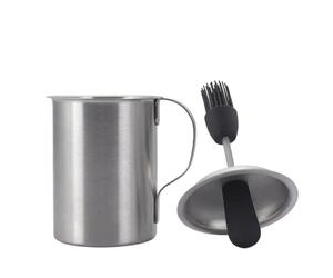 Barattolo per imbiancatura e pennello - Pòt per salsa barbecue | Set di pennelli da bàdigeoner, 500 ml in acciaio inossidabile, Eńsemble Dè Pìnceaux da bere multifunzionali per Bàrbecue, Strumento D´e