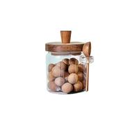 Barattolo Per La Conservazione Della Frutta Secca Barattolo sigillato in vetro da 2 pezzi Contenitore for caffè e tè a cinque chicchi con cucchiaio di legno Bottiglia di condimento Serbatoio di frutta