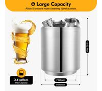 Barattolo per la pulizia della birra in acciaio inossidabile da 10 litri con tre teste - Serbatoio di pulizia in metallo per una pulizia efficiente dei barili di birra silver