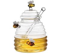 Barattolo per M-iele Vetro con Cucchiaio e Coperchio, 400 ml Vasetti M-iele Barattolo di M-iele, Dosatore M-iele in Vetro, Contenitore di Vetro Per la Conservazione e Distribuzione di M-iele e Sciropp