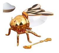 Barattolo per miele a forma di ape, contenitore per condimenti con cucchiaio, accessorio da cucina, dispenser per sciroppo dorato, porta zucchero per dessert