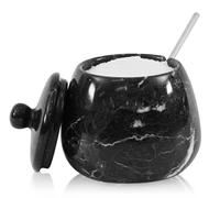 Barattolo per sale in marmo con coperchio, 11,4 cm, fatto a mano, in pietra naturale, per cucina, erbe e spezie, zuccheriera da appoggio, elegante contenitore in marmo