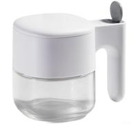 Barattolo per spezie da 300 ml con coperchio automatico ermetico (bianco) | Coperchio a leva automatico, funzionamento con una sola mano, chiusura ermetica, capacità 300 ml, per bianco/crema