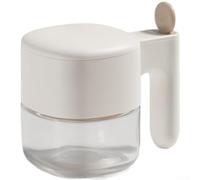 Barattolo per spezie da 300 ml con coperchio automatico ermetico (crema) | Coperchio a leva automatico, funzionamento con una sola mano, chiusura ermetica, capacità 300 ml, per bianco/crema