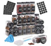 Barattolo per spezie Set da 24 pezzi, barattolo per spezie in vetro con coperchio, barattoli spezie per cucina,bottiglia per spezie da cucina con etichetta, pennello, imbuto e tre fori di uscita