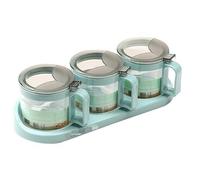 Barattolo per spezie, Set di contenitori for spezie in vetro trasparente con coperchio e vassoio, barattoli for condimenti for la cucina casa(Grün,3pcs)