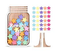 Barattolo ricompensa con gettoni a stella, grafici di ricompensa per bambini, per il comportamento dei bambini, vasino, treno, ricompensa, per bambini, casa, scuola, classe (C)
