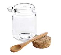 Barattolo riutilizzabile in vetro trasparente spesso da 250 ml, con tappo in sughero e cucchiaio in legno, per mantenere il cibo asciutto e fresco, per casa, cucina, bagno, cosmetici, regali da