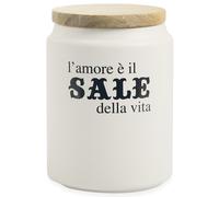 Villa d'Este Home Tivoli Idee Barattolo Sale con Coperchio Bamboo, Bianco