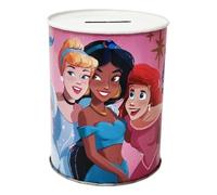 Barattolo Salvadanaio Disney Principesse Cenerentola Ariel Jasmine in Metallo Latta non Apribile 11x9cm