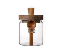 Barattolo sigillato in vetro resistente al calore, con cucchiaio, per chicchi di caffè e spezie, contenitore da cucina (400 ml)