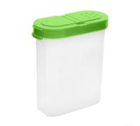 Barattolo trasparente per spezie con doppio coperchio integrato per una conservazione sicura e una facile erogazione, adatto per sale, zucchero, fiocchi di peperoncino e altri prodotti secchi (verde)