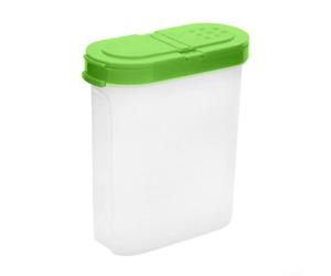 Barattolo trasparente per spezie con doppio coperchio integrato per una conservazione sicura e una facile erogazione, adatto per sale, zucchero, fiocchi di peperoncino e altri prodotti secchi (verde)