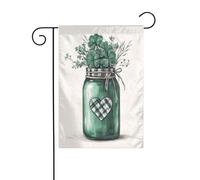 Barattolo verde vintage con bouquet di trifogli, bandiera da giardino, 30 x 45 cm, verticale su entrambi i lati, decorazione per casa colonica, vacanze, esterni, bandiera da cortile