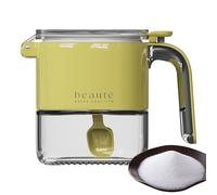 barattolo zucchero - 13,6x10,5x9cm vaso condimenti con coperchio & cucchiaio | contenitore di ermetico per sale, pepe, zucchero, spezie, tavolo da pranzo, dispensa, cucina