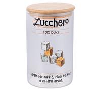 Barattolo zucchero 1L in vetro borosilicato, coperchio in bambù, SìChef