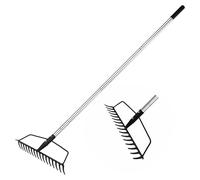 BARAYSTUS Arco da giardino rastrello rastrello per prati pesanti in acciaio inox rastrello da giardino regolabile per livellare terreno sabbioso e raccogliere foglie, Garden Rake Carbon Steel Sturdy